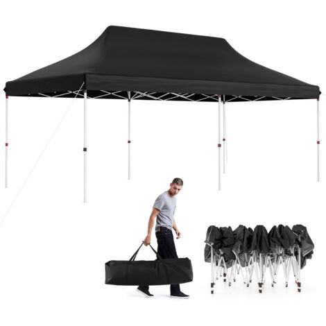 Goplus – Tonnelle de jardin pliante 3x6M – Hauteur réglable 296/306/316 cm – Tissu Oxford résistant à l'eau – Sac de transport inclus