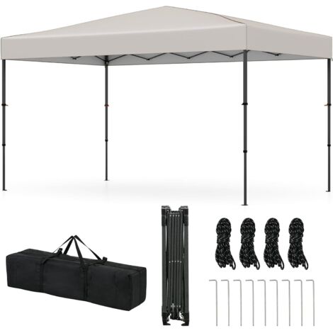Goplus – Tonnelle de jardin pliante imperméable 2,25x3,65m – Toit argenté – 3 niveaux de réglage de hauteur – Sac de transport inclus