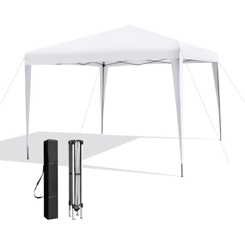 Goplus - Tonnelle de Jardin Réglable en 3 Hauteurs 295X295 cm, Cadre Robuste en Métal, Tente Pliante de Jardin avec Sac de Rangement, pour Camping,