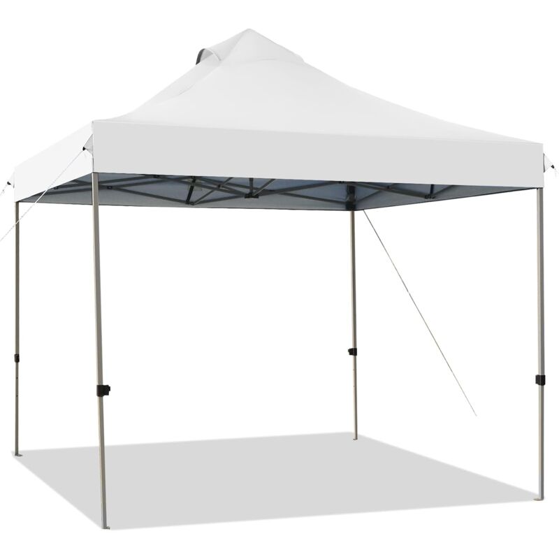 GOPLUS Tonnelle de Reception Pliant 3x3M, Tonnelle de Jardin Pop-UP, Pieds Réglables 305/320/335CM, avec Sac à roulettes, Blanc
