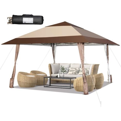 Goplus – Tonnelle pliante 3,9x3,9M – Double toit en tissu Oxford résistant – Hauteur réglable 2,65/2,75/2,85M – Pour festivals et événements extérieurs