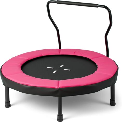 GOPLUS Trampoline Exterieur Enfant Pliable 102 CM, Trampoline Exterieur avec Poignée en Mousse Épaisse Amovible, Rembourrage de Sécurité, Charge 100 KG, Cadeau pour Garçon et Fille de 3 à 6 Ans (Rose)