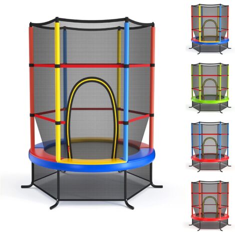 GOPLUS Trampolino da Esterno, Gioco Elastico da Giardino, con Rete Protettiva, Telaio in Acciaio, Fitnesse per Bambini, Capacità di carico statico di 135 kg/carico dinamico di 45 kg, 140x140x162cm, Co