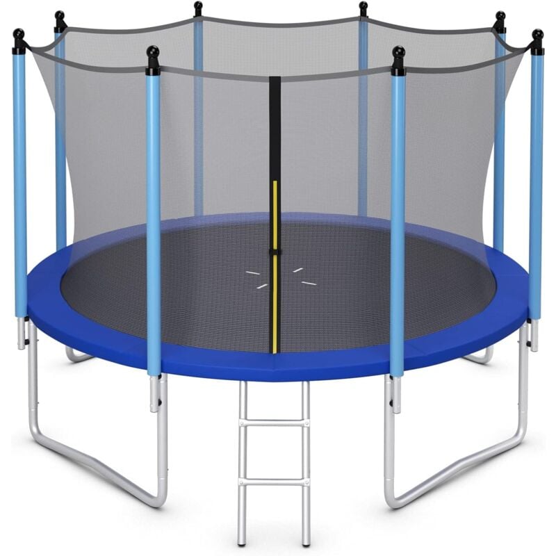 Trampolino Rimbalzante da Esterno, Carico di 80-150kg, per Bambini e Adulti, con Rete di Sicurezza, Scaletta, Adatto a Giardino, Cortile, Parco, 4