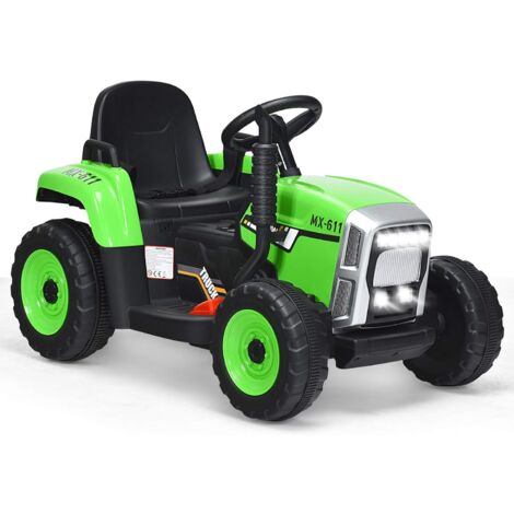 GOPLUS Trattore Elettrico per Bambini con Telecomando, Giocattolo Cavalcabile con Funzione di Luce, Musica e Bluetooth, 6 Ruote Antiscivolo, 136 x 51 x 52 cm (Verde)