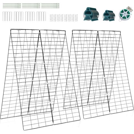 Goplus – Treillis de jardin pour plantes grimpantes – Support en fer 128 x 86 cm – Lot de 2 avec accessoires – Idéal pour vignes et légumes