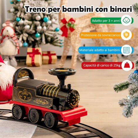 GOPLUS Treno Elettrico per Bambini, Trenino Giocattolo con Set di Rotaie da 16 Pezzi, Luce, Musica, Fischio del Treno e Spazio di Archiviazione, per Bambini da 3 Anni, Carico Massimo 25 kg (Nero)