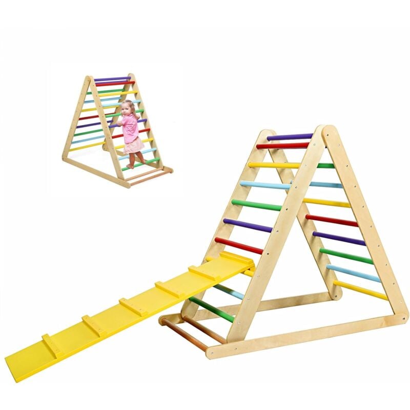 GOPLUS Triangle d’Escalade Enfants avec Toboggan pour Grimper et Glisser, Utilisation Jardin d'enfant ou à la Maison,50 KG pour Enfants 3Ans+