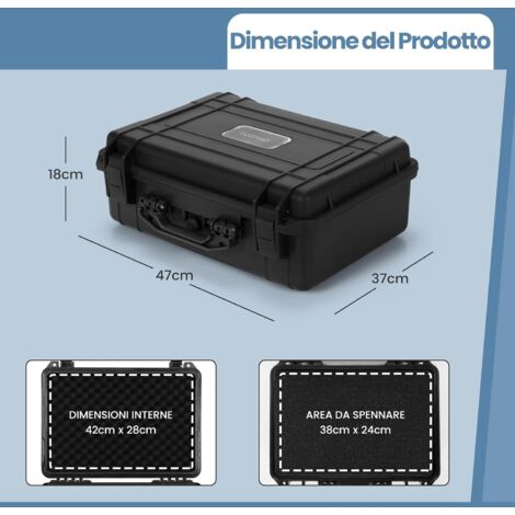 GOPLUS Valigia Impermeabile Rigida, con Spugna Protettiva, Adatto per Macchina Fotografica, Videocamera, Ideale per Trasporto e Viaggio, Nero (47 x 37 x 18 cm)