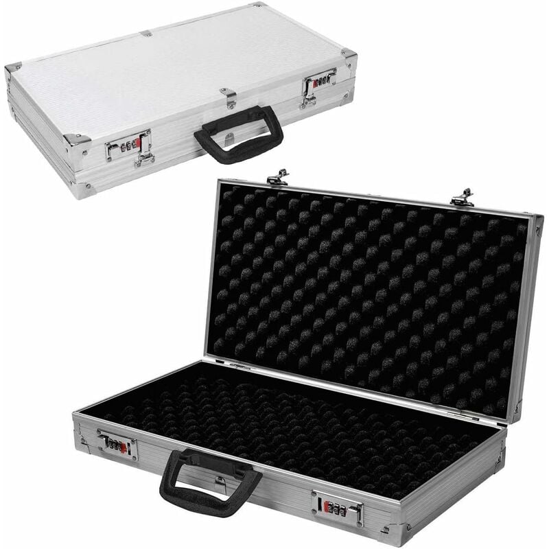 Goplus - Valise a Pistolet en Aluminium avec 2 Serrure a Combinaison, Coffre a Fusil, Valise de Rangement Securisee et Solide, Malette Pistolet pour