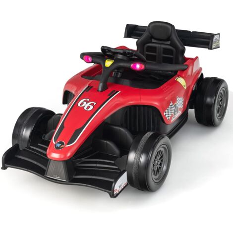 GOPLUS Veicolo Elettrico per Bambini, Macchina Cavalcabile con Telecomando, LED, Musica e Interfacce USB/MP3, per Bambini 3-7 Anni, Velocità 2-5 km/h (Rosso)