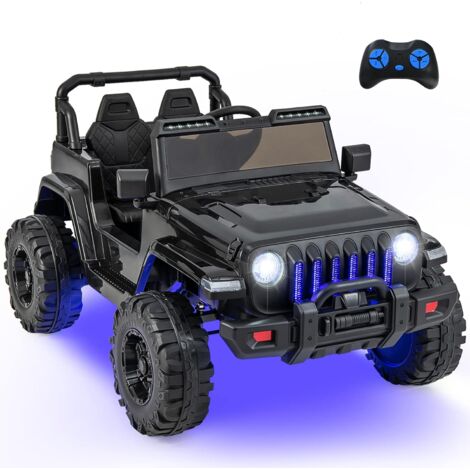 GOPLUS Voiture électrique 2 Places pour Enfants 3+ Ans,12V avec Télécommande,Vitesse Réglable,Klaxon Sonore,Lumière,Musique,Noir