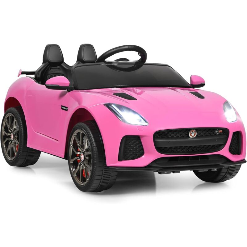 Goplus - 12V Jaguar Voiture Electrique avec Télécommande pour Enfants, Cabriolet 3-5 km/h Démarrage/Frein en Douceur,Sons et Musique avec Volume