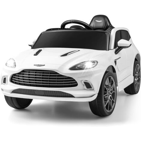 GOPLUS Voiture électrique Enfant 12V avec Télécommande 2,4G, Véhicule Jouet avec 2 Modes de Conduite, Vitesse Réglable, Klaxon Sonore, Lumière, Musique, 105 x 61,5 x 51CM pour Enfant 3+Ans Blanc
