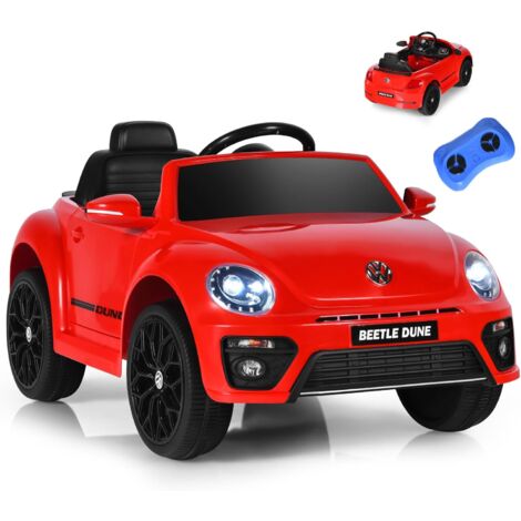 Goplus – Voiture électrique enfant 12V coccinelle avec télécommande 2,4G – 1 place avec LED, Bluetooth, USB – 3-5 km/h – Rouge