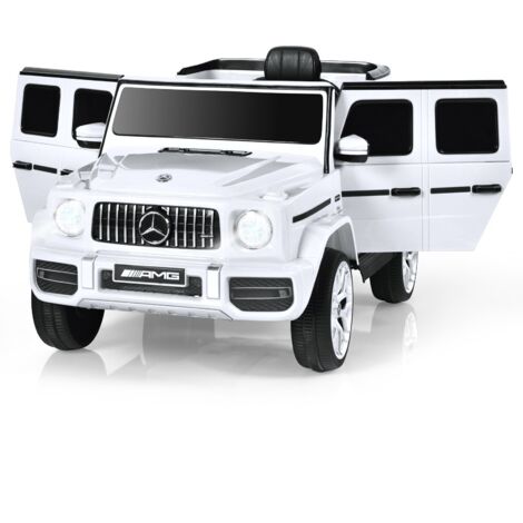 GOPLUS Voiture électrique Enfant 3-8 Ans 12V avec Télécommande 2,4G Mercedes Benz G63 avec Démarrage Lent,LED/USB,30KG Blanc