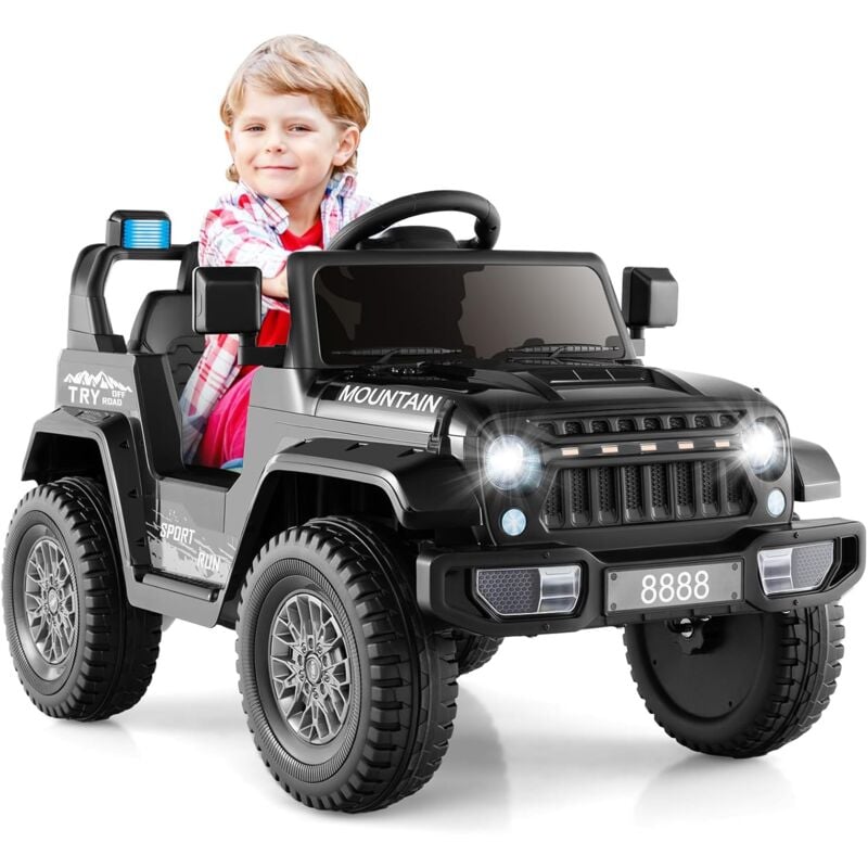 Goplus - Voiture Electrique Enfants 1-2 Places 12V, 4x4 Electrique Enfants avec Télécommande 2,4G, Lumières, 3 2/3,5/5KM/H, Mode Musique, Charge