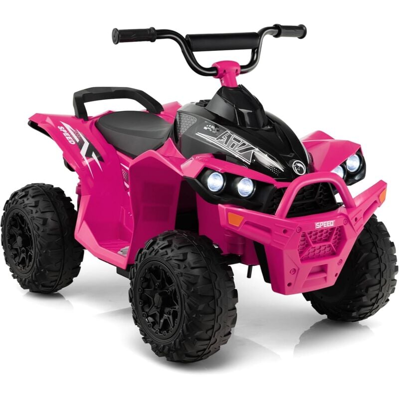 GOPLUS Voiture Electrique Enfants 12V, Quad Electrique Enfants 1 Place 2,2-4,3 km/he, Klaxon, Musique, Phares LED, Quad Motorisé pour Filles Garçons