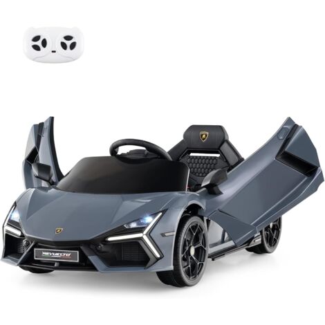 GOPLUS Voiture Électrique Enfants avec Télécommande, Lamborghini Revuelto, Véhicule avec Portes Hydrauliques, Musique, MP3, Klaxon, pour Tout-Petits3-8 Ans,Charge 25KG (Gris)