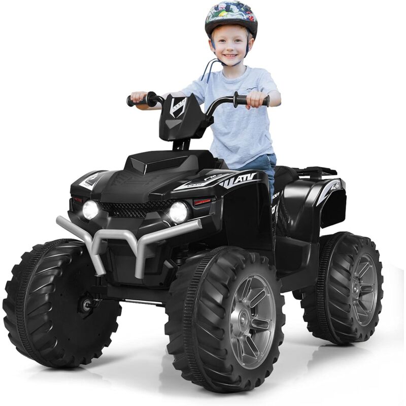 Voiture Quad Buggy Electrique pour Enfant 12V avec 2 Vitesses 2,8-5 km/h, Quad Electrique avec Phare, Klaxon, MP3 et usb, Demarrage Lent, pour
