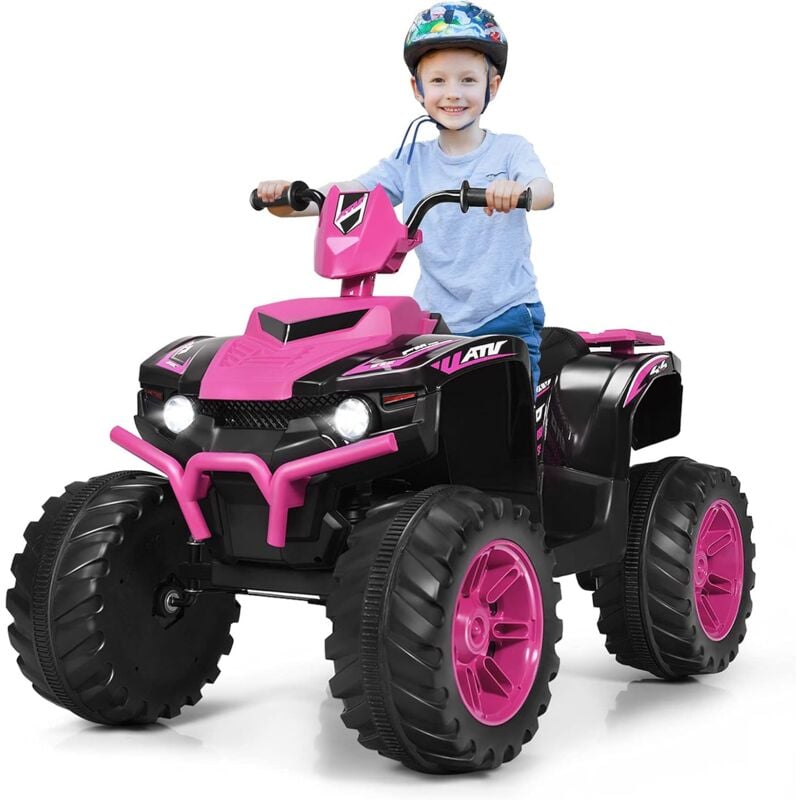 Voiture Quad Buggy Electrique pour Enfant 12V avec 2 Vitesses 2,8-5 km/h, Quad Electrique avec Phare, Klaxon, MP3 et usb, Demarrage Lent, pour