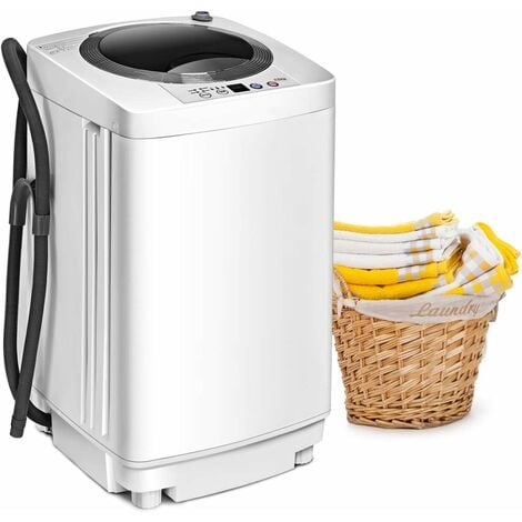 GOPLUS Waschmaschine Vollautomatisch, Waschvollautomat mit Schleudern mit einfacher Bedienung 3,5 kg Fassungsvermoegen, Miniwaschmaschine Platzsparend Kompakt 43x43x75 cm, Waschmaschinenreiniger Weiss