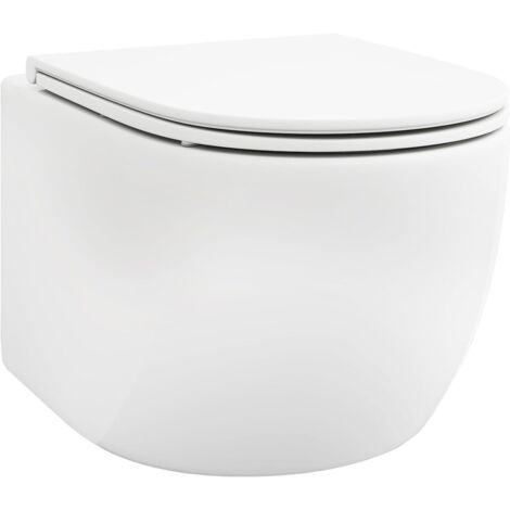 GOPLUS WC Suspendu avec Système à Double Chasse 4L/6L, Siège Large, Couvercle de WC Amovible à Fermeture Lente, Toilette Murale pour Salle de Bain, 54 x 36,3 x 40 CM, Blanc