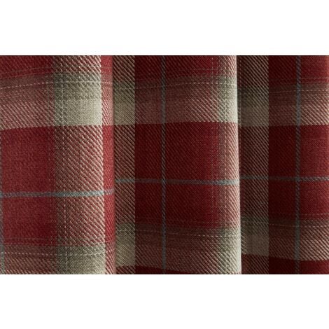 Gorden John Textiles Carnoustie Curtains Blackout Eyelet Woven Check Red 90 x 54"