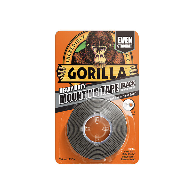 Gorilla Heavy-Duty Double Sided Black Mounting Tape 25.4mm x 1.52m grghdmt