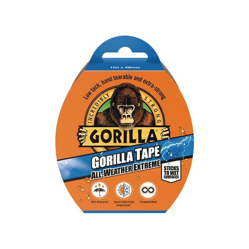 Gorilla Glue 3044021 Gorilla Tape All-Weather Extreme 48mm x 11m Black GRGGTAW11