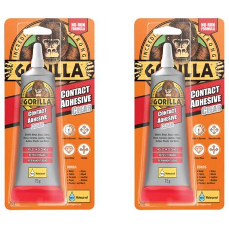 Gorilla Clear Contact Adhesive 75G - Pack of 2, Waterproof Bond