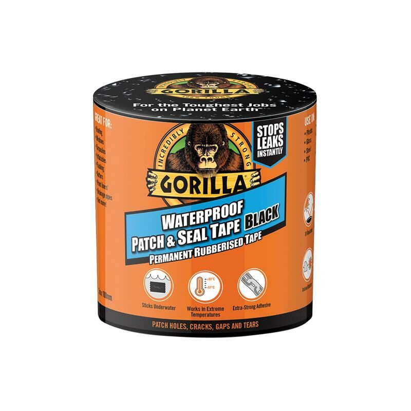 Gorilla Glue 3044721 Gorilla Waterproof Patch & Seal Tape 100mm x 3m Black GRGPST3