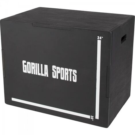 GORILLA SPORTS - Plyobox noire en bois 3 en 1 - 76 x 51 x 60,5 cm