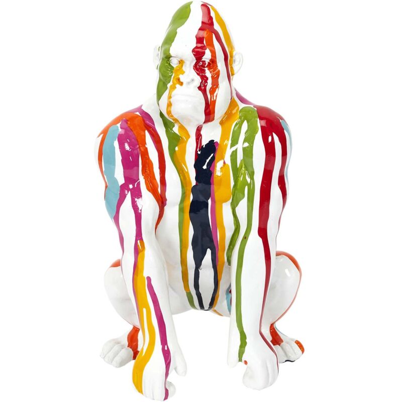 Gorille accroupi en résine 24 cm Multicolore