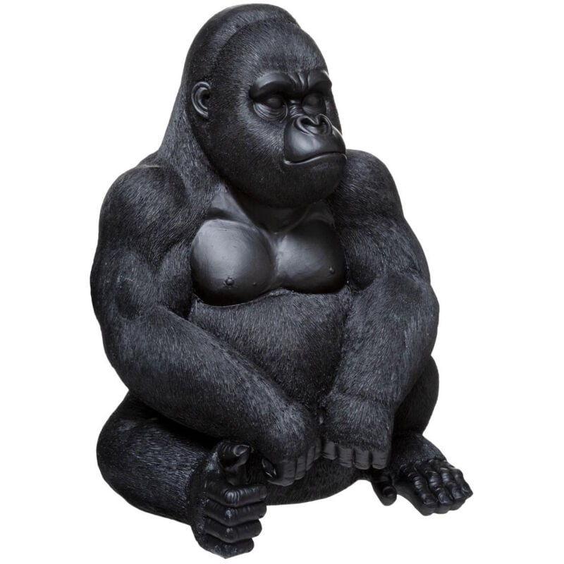 Atmosphera - Objet décoratif Gorille Assis en Résine Noir h 46 cm