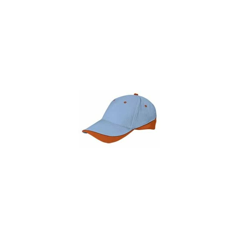 

Gorra bicolor en tejido de sarga aterciopelada Tuxton | Adulto - Azul Celeste/Naranja - Valento