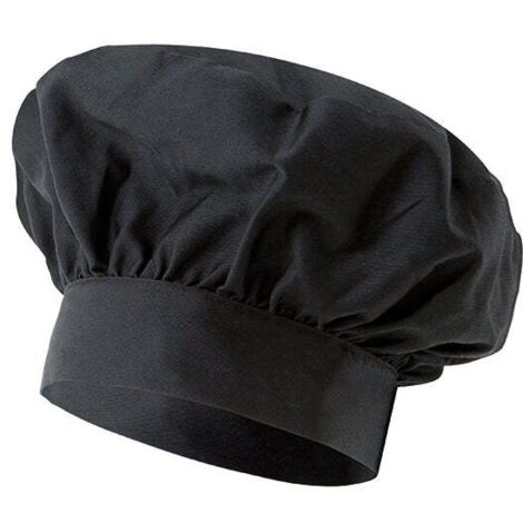Gorro de cocinero estilo francés con frunces VELILLA Serie VAINILLA  Negro
