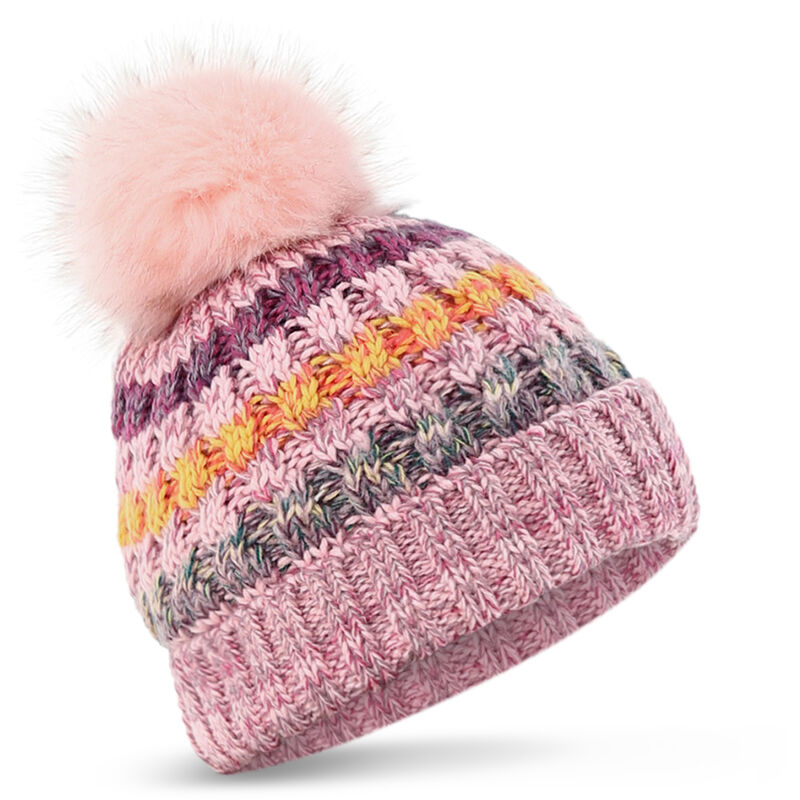 

Gorro de invierno para mujer, gorro termico a prueba de viento, tejido acanalado, gorros con forro grueso,Rosado