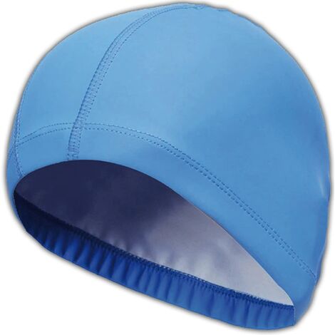 Gorro de natación para piscina Mixto Adulto Hombre-Mujer Tela de PU suave y cómoda Fácil de poner Azul
