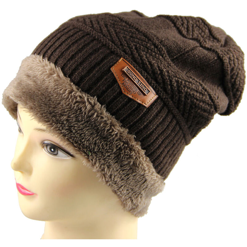 

Gorro de punto calido de invierno para hombre Gorro de punto calido y suave,Cafe