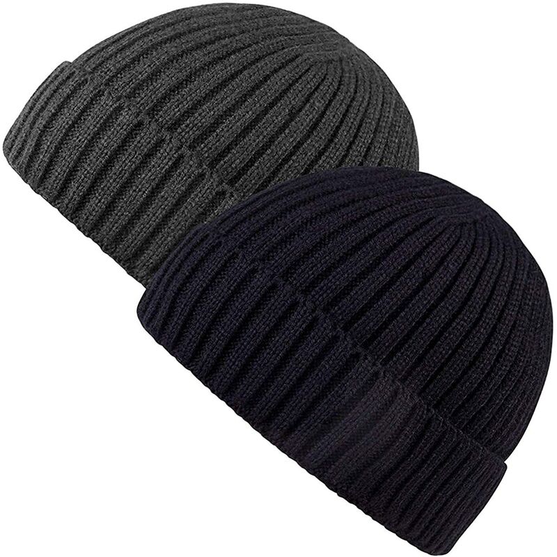 

Gorro suave para 2 personas Gorro de invierno para mujeres y hombres, gorro de invierno cálido con forro polar unisex, negro y gris oscuro