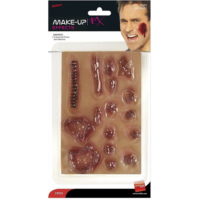 Smiffys - Gory Wounds Skin Coloured Red Self Adhesive 12 Pieces [23923]