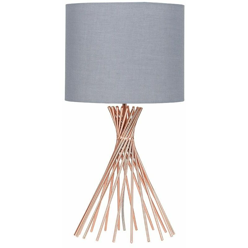 Metal Twist Table Lamp With Fabric Lampshade - Dark Grey - No Bulb