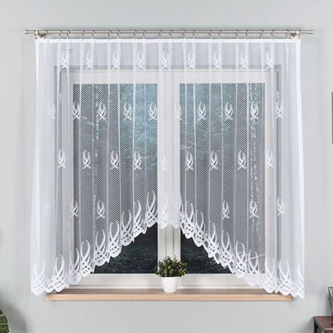 GOSIA - Fertiggardine aus Jacquard mit Schnitt unten - 300x160 cm - weiß