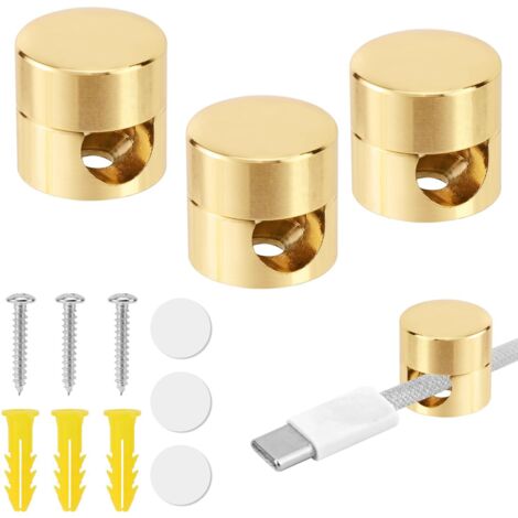 Gosknor Lot de 3 attaches de câble dorées pour bureau, support de câble pour chargeur de téléphone, organisateur de câbles en aluminium-AquaForge