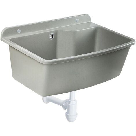 GOSPO Ausgussbecken, 61 cm x 44 cm x 23,5 cm, Waschbecken Grau
