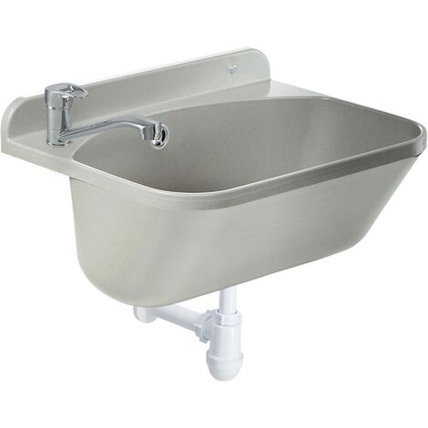 GOSPO Ausgussbecken mit ausziehbarer Armatur, Seifenspender, Siphon, Waschbecken 46 x 36 x 20 cm, fü