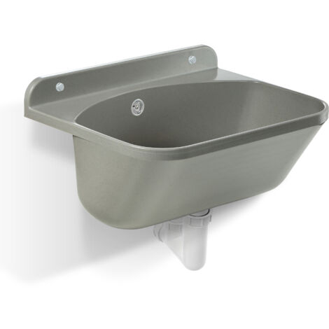 GOSPO Ausgussbecken mit Siphon, Waschbecken 46 x 36 x 20 cm, für Waschraum, Garage, Keller, Waschküc