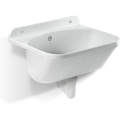 GOSPO Ausgussbecken mit Siphon, Waschbecken 46 x 36 x 20 cm, für Waschraum, Garage, Keller, Waschküc