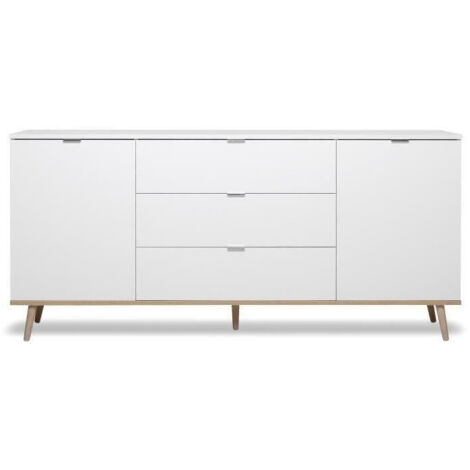 GOTEBORG Buffet bas - Style scandinave - Decor chene et blanc - L 180 cm